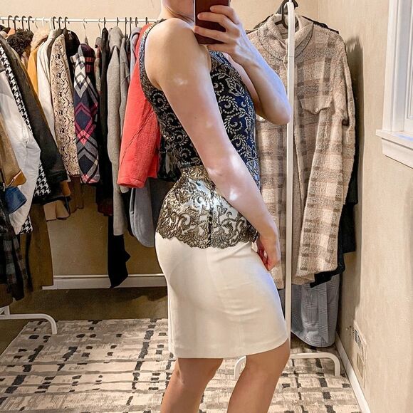 Sachin + Babi Noir Lace Peplum Sheath Dress 2 - Picture 2 of 9